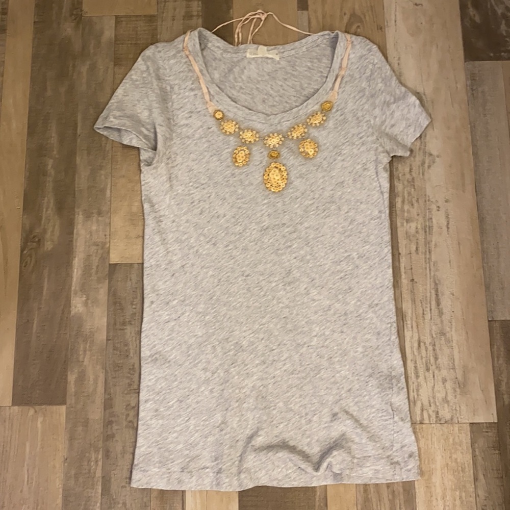 J Crew Beaded Collar Tee
